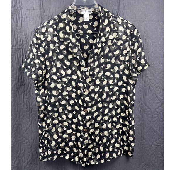 Vintage Robbie Bee Paisley Silk Button Up Shirt Retro Chic Cute SZ 12:Pre-Owned - Picture 1 of 5